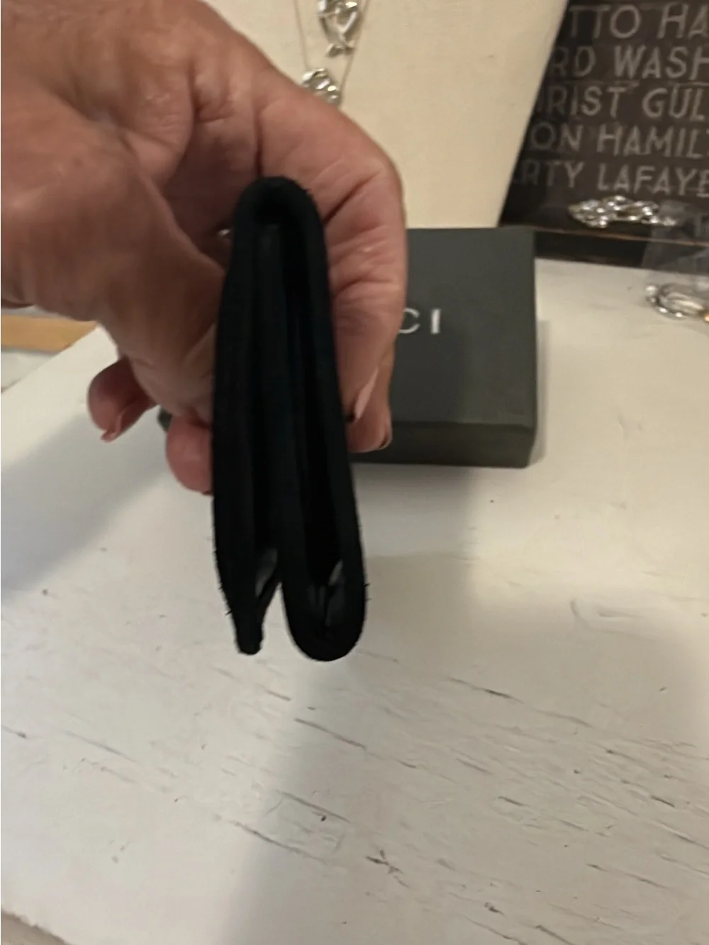 Vintage GUCCI black suede Key holder in box authenticity certification
